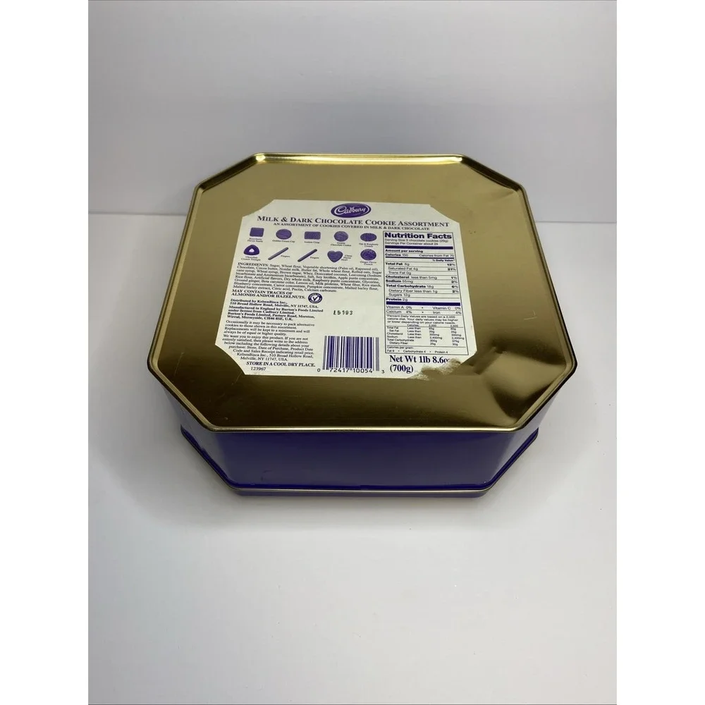 Cadbury Vintage Style Octagonal Cookie‎ Tin Sweet Shop Illustration Purple 700g